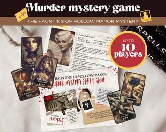 Printable Halloween Murder Mystery, Printable Halloween Game, Scary Party Games, Murder Mystery Games, Haunted House Games, Instant Download