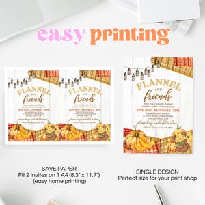 Flannel and Friends Invitation Template, Thanksgiving Dinner Invitation ...