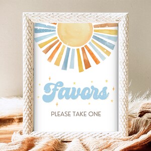 Bevorzugungen Schild Sunshine Baby Shower, Here Comes the Son Babypartybevorzugungen Schild, Junge Sonshine Shower, Boho Babypartyschilder HKTS01