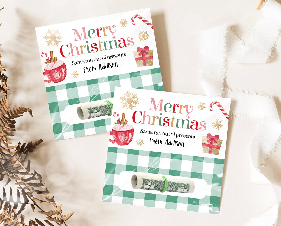 Editable Christmas Money Card Holder, Printable Christmas Money Holder ...