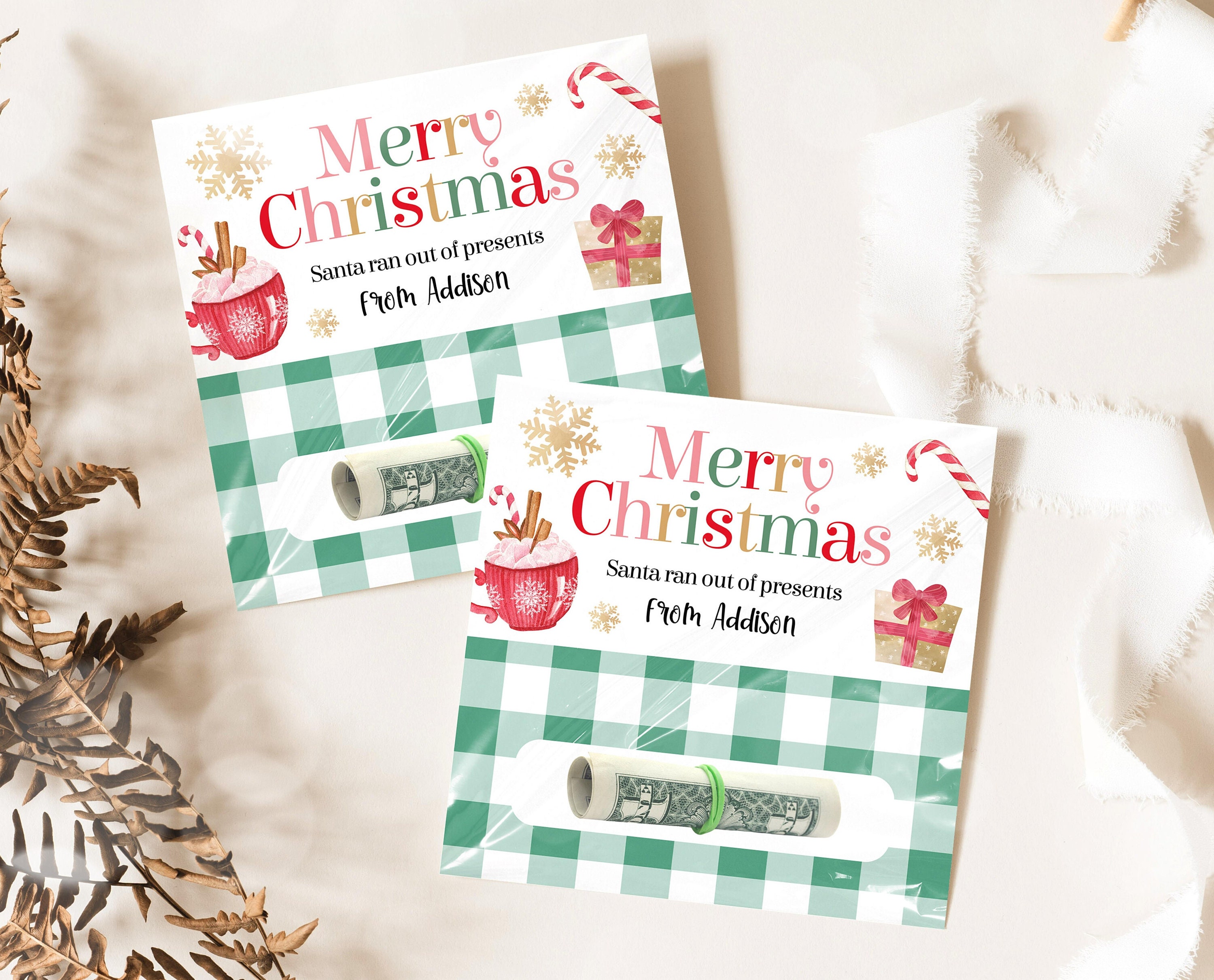 Editable Christmas Money Card Holder Printable Christmas - Etsy