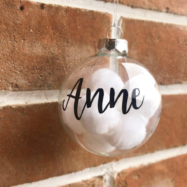 Boule de noël en verre personnalisée prénom