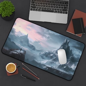 Fantasy Snowy Mountain Mousepad Fantasy Art Desk Mat Gaming Mat Fantasy Landscape Anime Art Roleplaying Aesthetic Decor Mountain Landscape
