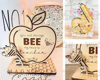 SVG / Archivo láser / Glowforge / Manzana para maestro / Regalo para maestro / Abeja, nuestra maestra favorita / Abeja, MI maestra favorita / 2 diseños