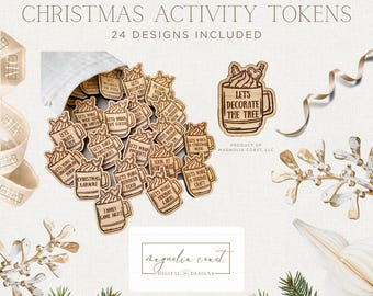 Fichas de actividades navideñas / Rellenos de Adviento de chocolate caliente cortados con láser / Calendario de Adviento / SVG