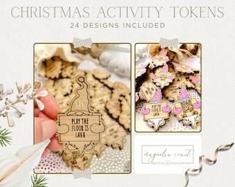 Fichas de actividades de gnomos navideños cortadas con láser / Rastreador de Papá Noel SVG (Descarga digital)
