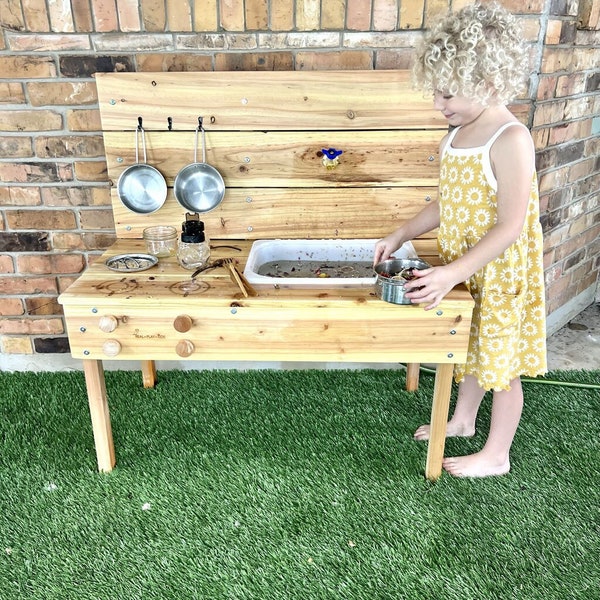 Mud Kitchen, Water Sand Table, Sensory Table, Ikea Flisat, Ikea Trofast, Activity Table for Kids, Outdoor Wooden Play Table,