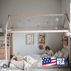 Montessori Floor Bed, House Floor Bed, Toddler Bed, Montessori furniture, Childrens bed, Wooden Bed Frame, Twin Bed, Bedroom furniture