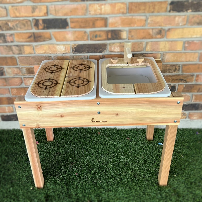 Sensory Table, Mud Kitchen, Water Sand Table, Ikea Flisat and Trofast, Outdoor Wooden Play Table, Toddler Gift Table & Kitchen Lids