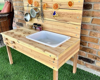 Mud Kitchen, Water Sand Table, Sensory Table, Ikea Flisat, Ikea Trofast, Activity Table for Kids, Outdoor Wooden Play Table,