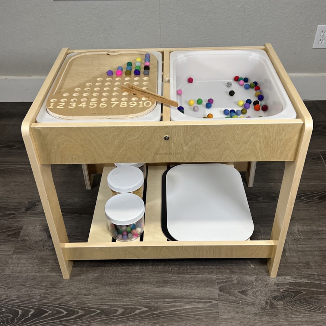 Sensory Table: Montessori Kid's Activity Stand With Trofast Bins