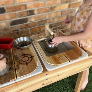 Sensory Table, Mud Kitchen, Water Sand Table, Ikea Flisat and Trofast, Outdoor Wooden Play Table, Toddler Gift image 5