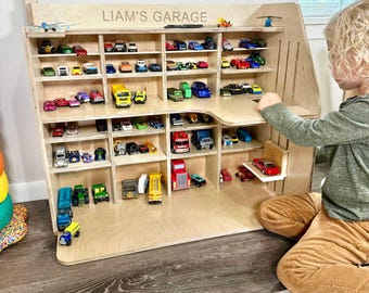 Toy Car Garage, Personalized Toys for Boys, Montessori Toy Car Storage, Toddler Gift