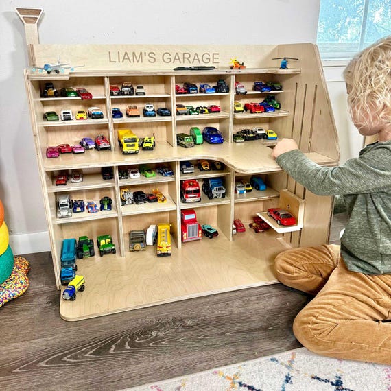 Toy Car Garage, Personalized Toys for Boys, Montessori Toy Car Storage, Toddler Gift