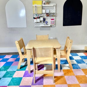 Kids Table and Chairs, Wooden Montessori Classroom Furniture, Toddler Homeschool and Waldorf Daycare Set