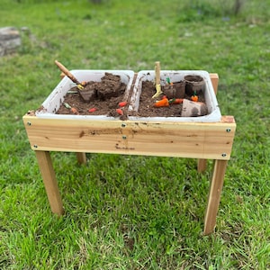 Sensory Table, Mud Kitchen, Water Sand Table, Ikea Flisat and Trofast, Outdoor Wooden Play Table, Toddler Gift image 4