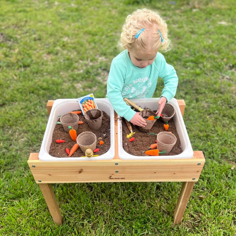 Sensory Table, Mud Kitchen, Water Sand Table, Ikea Flisat and Trofast, Outdoor Wooden Play Table, Toddler Gift image 3