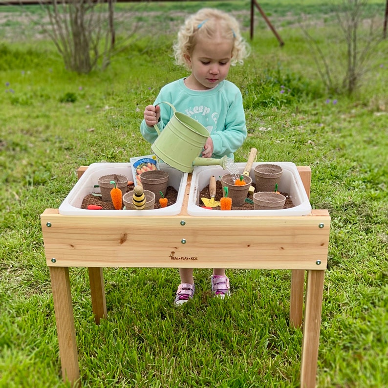 Sensory Table, Mud Kitchen, Water Sand Table, Ikea Flisat and Trofast, Outdoor Wooden Play Table, Toddler Gift image 1