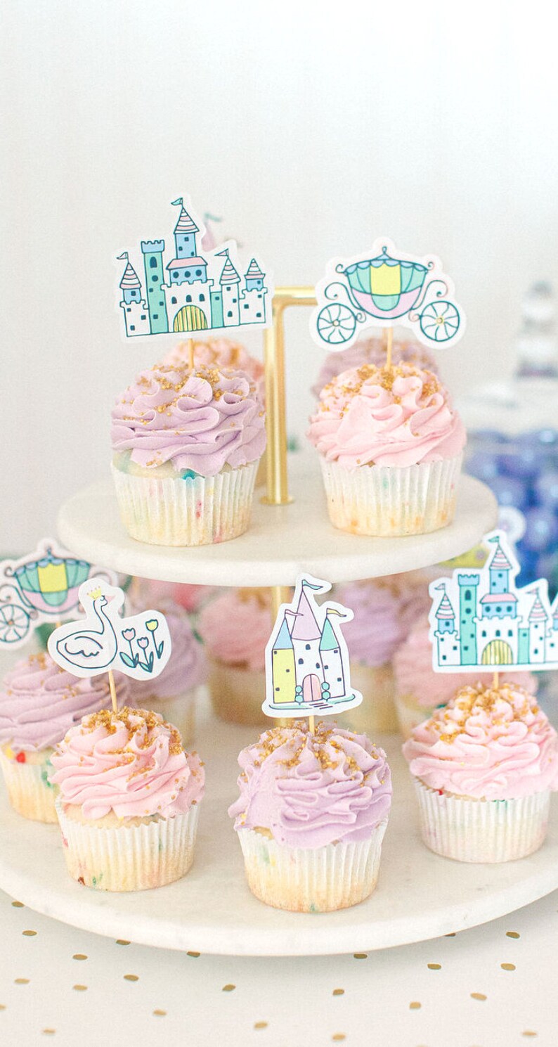 Princess Cupcake Topper Fairytale Cake Topper Birthday Party Etsy