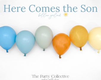 Arco de globos "Primer viaje alrededor del sol" - Arco de globos "Aquí viene el hijo" - Globos "Primer viaje alrededor del sol" - Guirnalda de globos "Primer cumpleaños"