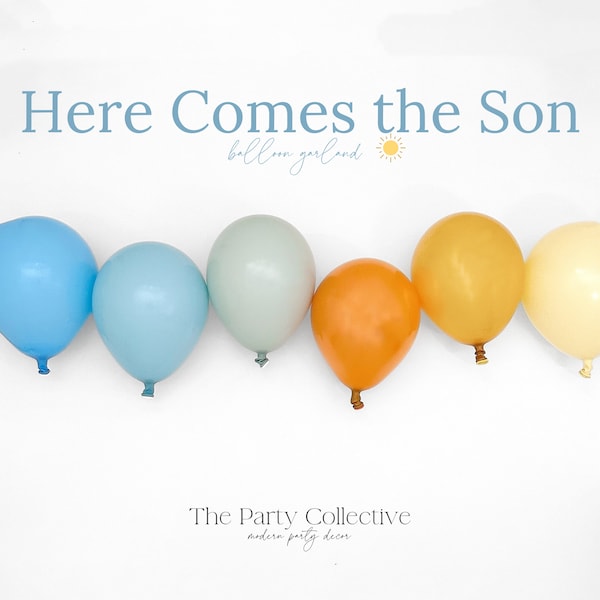 Here Comes the Son Balloon Arch First Trip Around the Sun Baby Shower Boy Birthday 1st Trip Around the Sun Balloon Garland Blue Yellow Gold