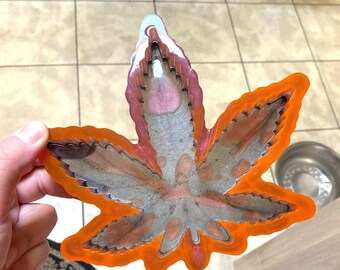 Orange Charcoal Ashtray | Pot Leaf | Marijuana | Resin Ashtray | Maple Leaf