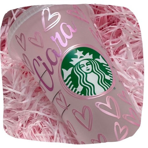 Starbucks Personalized Cold Cup, Starbucks Reusable Tumbler with Name, Starbucks Customised Cup with Design, Reusable Cup with Lid & Straw