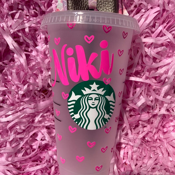 Starbucks Personalized Cold Cup, Starbucks Reusable Tumbler with Name, Starbucks Customised Cup with Design, Reusable Cup with Lid & Straw