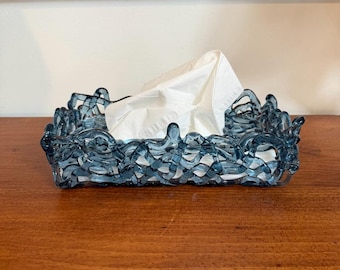Recycled Plastic Tissue Case: Navy Dayflower Design by AME Japan