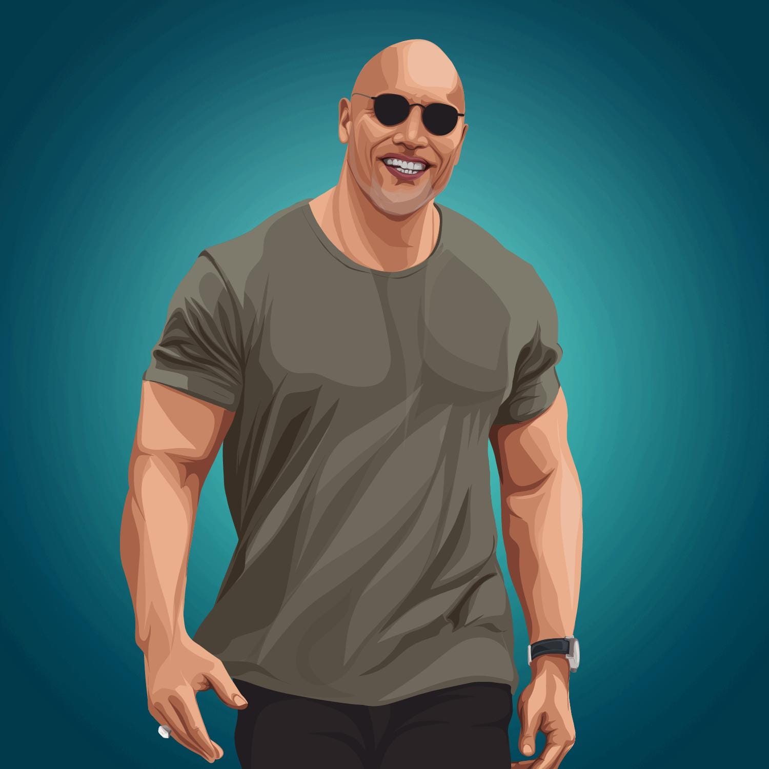 Dwayne Johnson American Actor Vector Portrait Illustration EPS JPG PNG ...