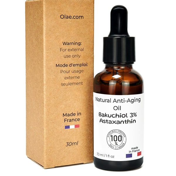 3% Bakuchiol + Astaxanthin in Squalane . Natural , Vegan , Anti aging oil.