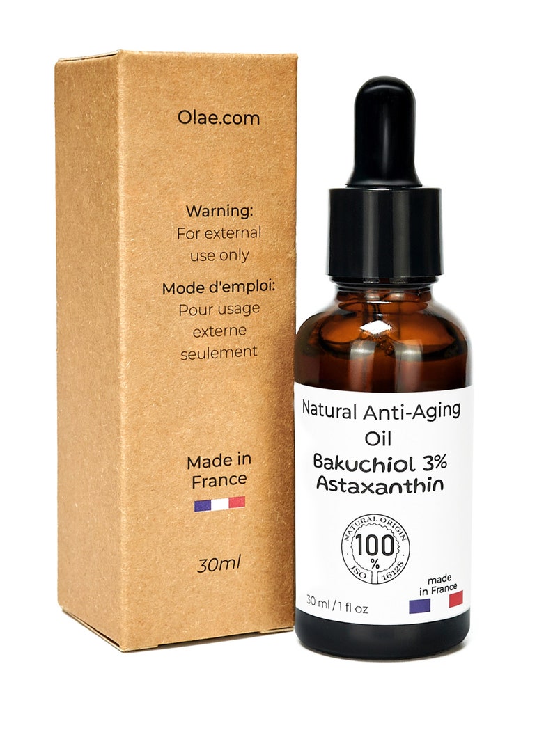 3% Bakuchiol Astaxanthin in Squalane . Natural , Vegan , Anti aging oil. image 2