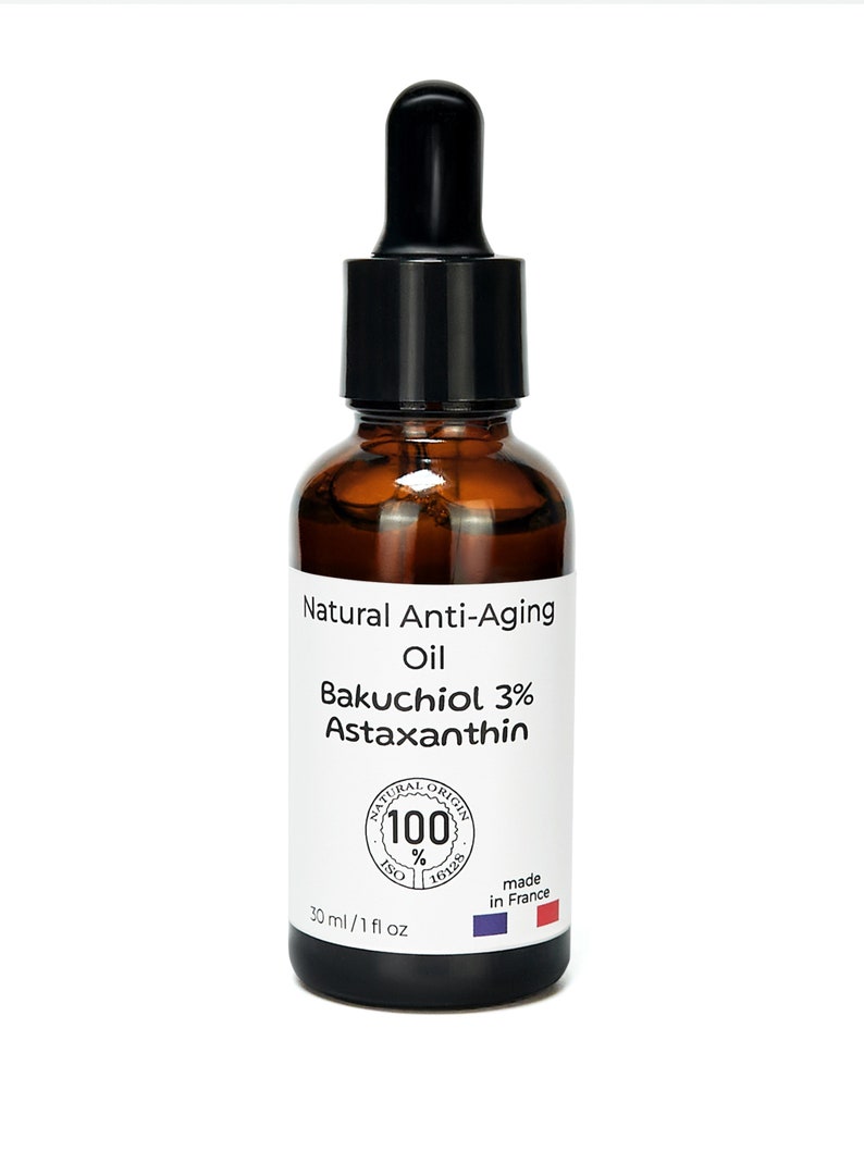 3% Bakuchiol Astaxanthin in Squalane . Natural , Vegan , Anti aging oil. image 3