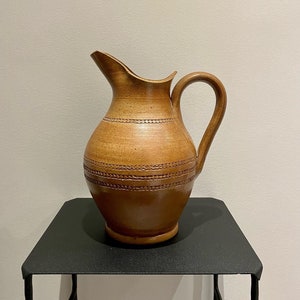 French Vintage Ceramic Pitcher. Brown color.