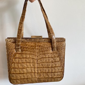 Monedero vintage de piel auténtica marrón. Bolso pequeño con dos asas. Monedero de los años 50. Bolso de mano retro vintage. Bolso de mujer. Cartera vintage. Francia.