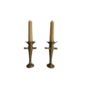 Pair of Gold Metal candlesticks. Vintage candlesticks.