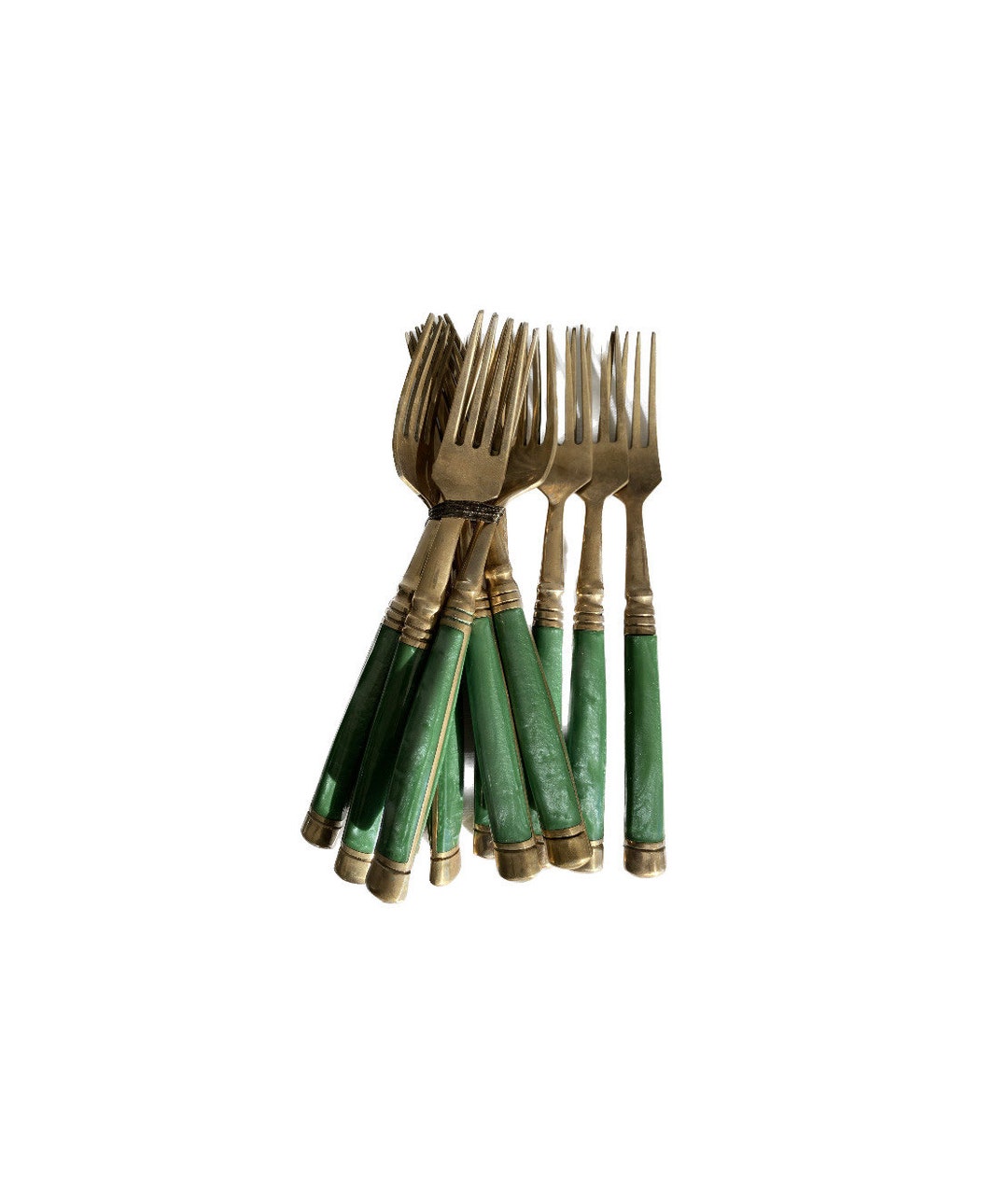 Green Bakelite Forks Knives and Spoons With Gold Metal. Etsy