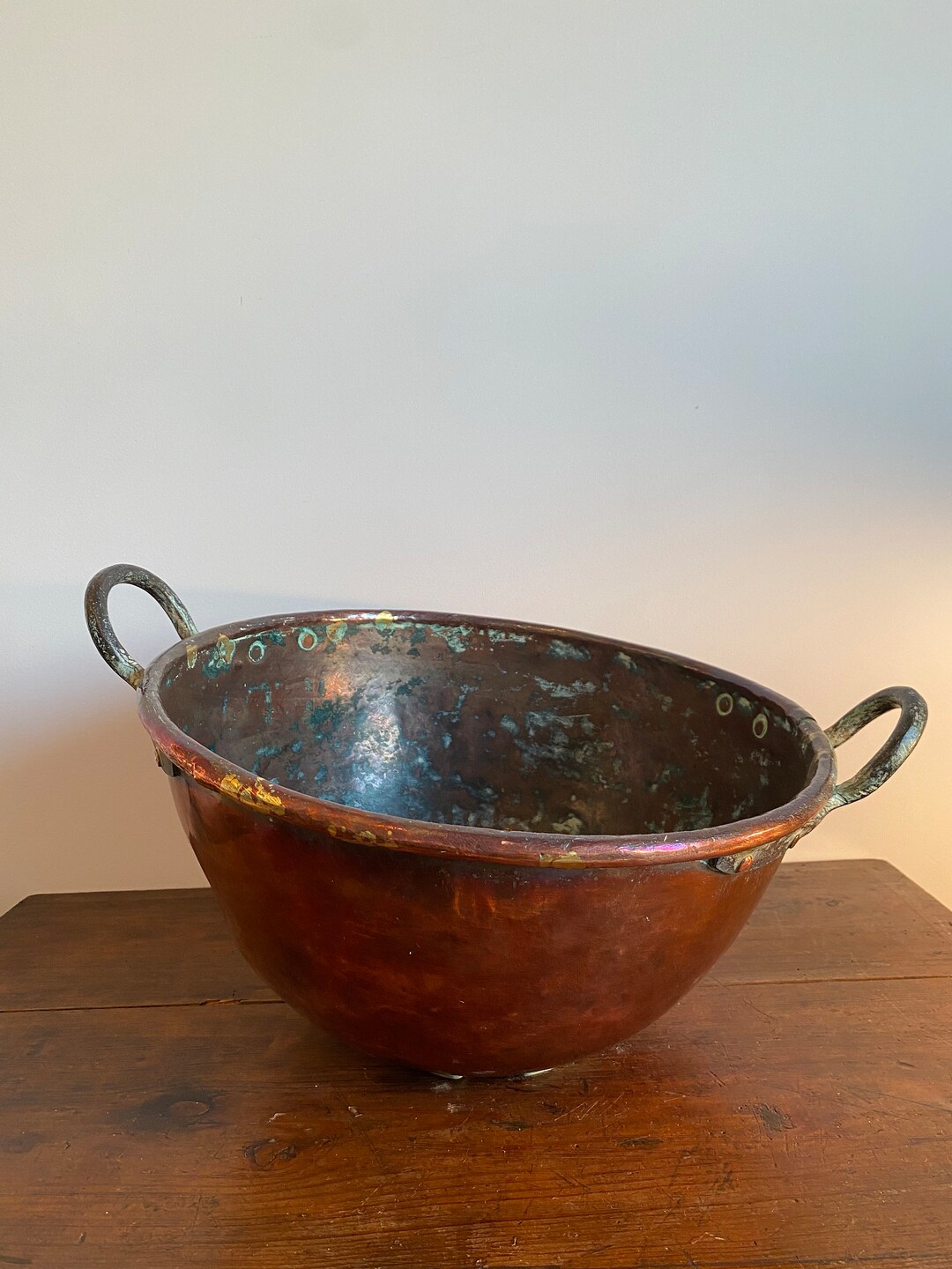 Large Antique French Copper Cauldron: Hand-hammered Iron Handles - Etsy