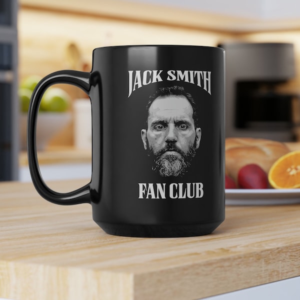 Jack Smith Fan Club - 15oz Black Mug, Gift for Friend, Political Humor, liberal gift, Friend Gift