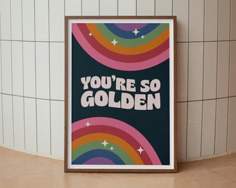Golden | Harry Styles | Art Print | Wall Art | Unframed Print | Wall Decor | Bold Colours | Typographic | A3 A4 A5 Graphic Poster