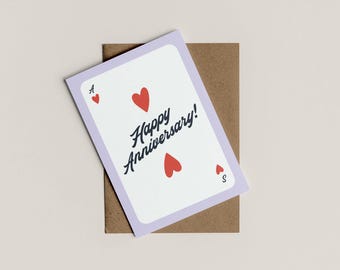 Personalised Initials Happy Anniversary Card | Greetings Card | Engagement Card | A6 | Bold Colours | Typographic