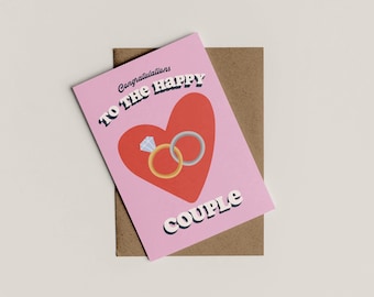 Congratulations to the Happy Couple | Wedding Card | Greetings Card | Engagement Card | A6 | Bold Colours | Typographic