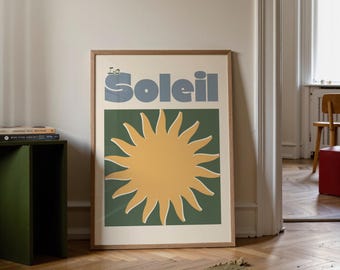 Le Soleil | Kitchen Wall Art | Positive Quote | Retro Gallery Wall Art