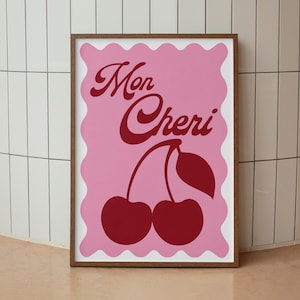 Mon Cheri | Typography Art Print | Wall Art | A4 | Unframed Print | Wall Decor | Bold Colours | Typographic | A3 A4 A5 Graphic Poster
