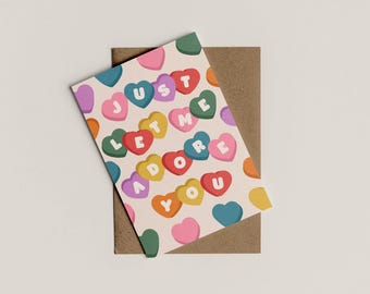 Just Let Me Adore You | Harry Styles Inspired Card | Greetings Card | Anniversary Card | Valentine's Card | A6 | Bold Colours | Typographic