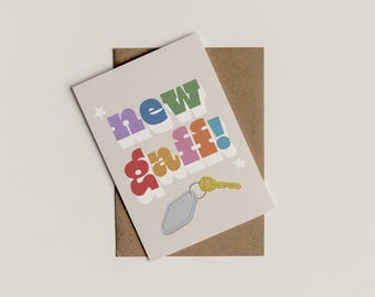 New Gaff | New Home | Greetings Card | Engagement Card | A6 | Bold Colours | Typographic