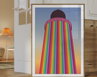 Glastonbury Festival | Glastonbury Ribbon Tower Art Print | Wall Art | A4 | Unframed Print | Glastonbury | Ribbon Tower | Typographic