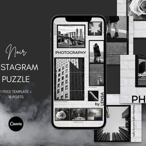 Minimalist Photo Instagram Puzzle Grid - 18 IG Feed Posts | Social Media Engagement Booster | Canva Template for Photographer and Blogger