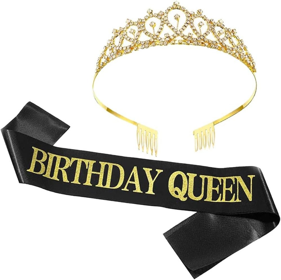 Birthday Queen Sash and Birthday Tiara Rhinestone Crown Etsy