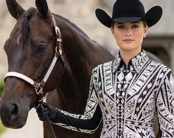 Chaqueta personalizada para mujer, blazer de rodeo con cristales estilo western y equitación.